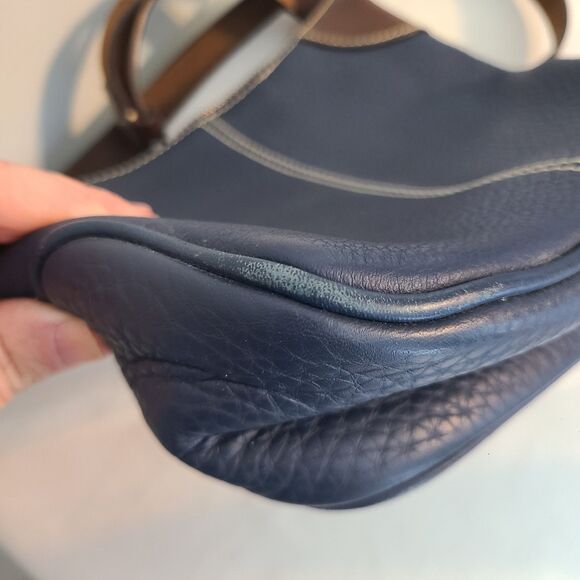 Dooney & Bourke Blue Brown Leather Shoulder Bag Adjustable Strap VTG - Picture 13 of 16